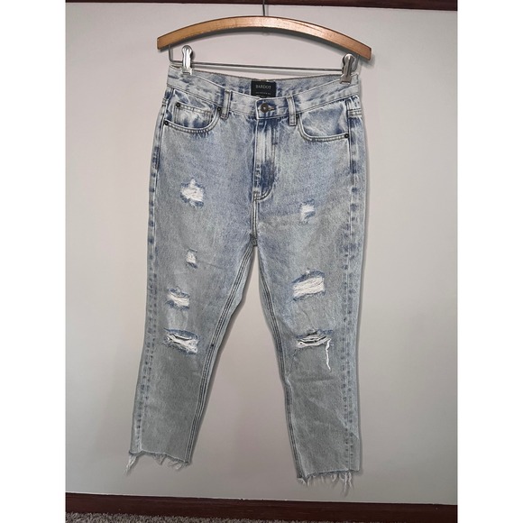 Bardot Denim - Bardot Light Wash Distressed High Rise Straight Leg Jeans Size 26 US 4 91237PB